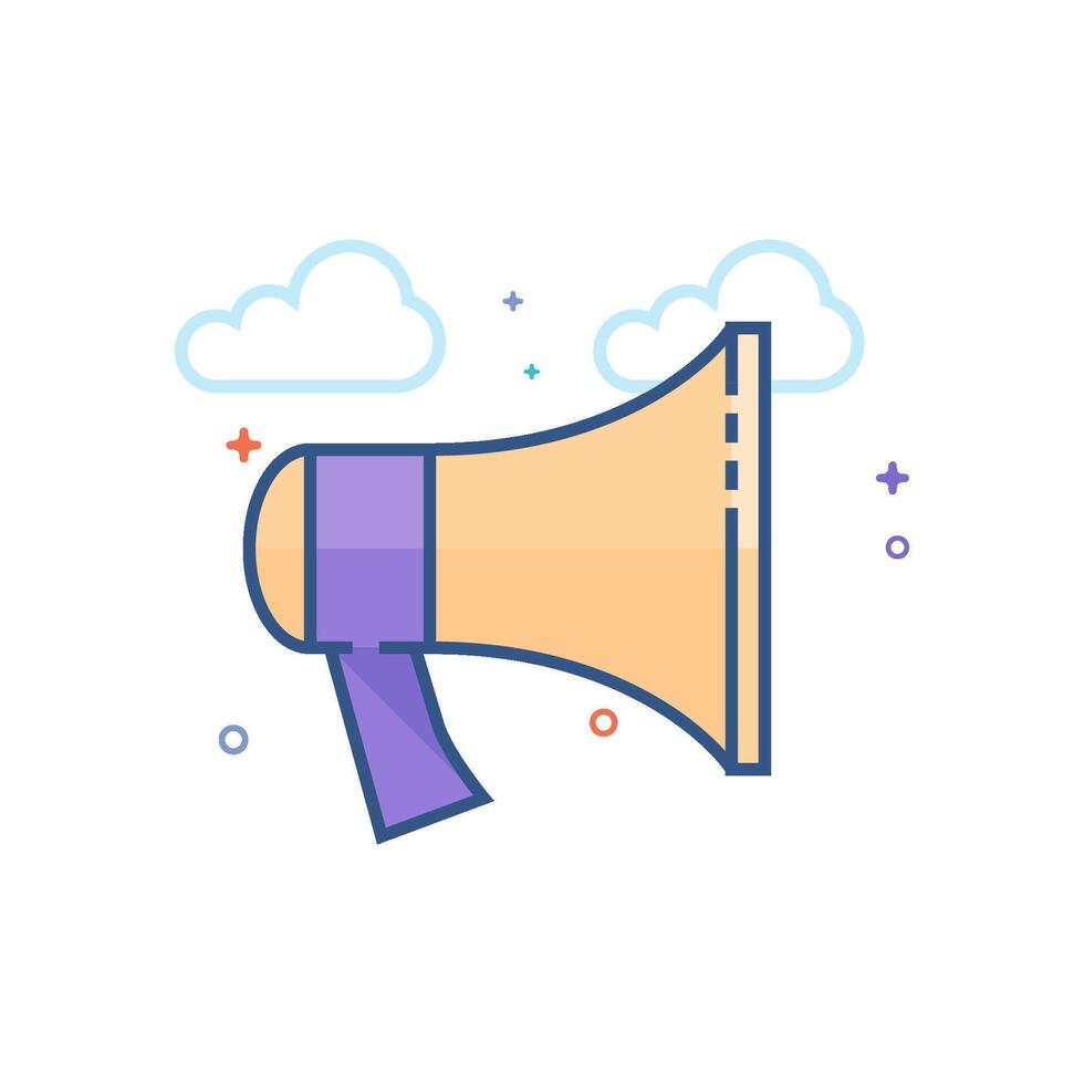 Megaphone icon flat color style vector illustration