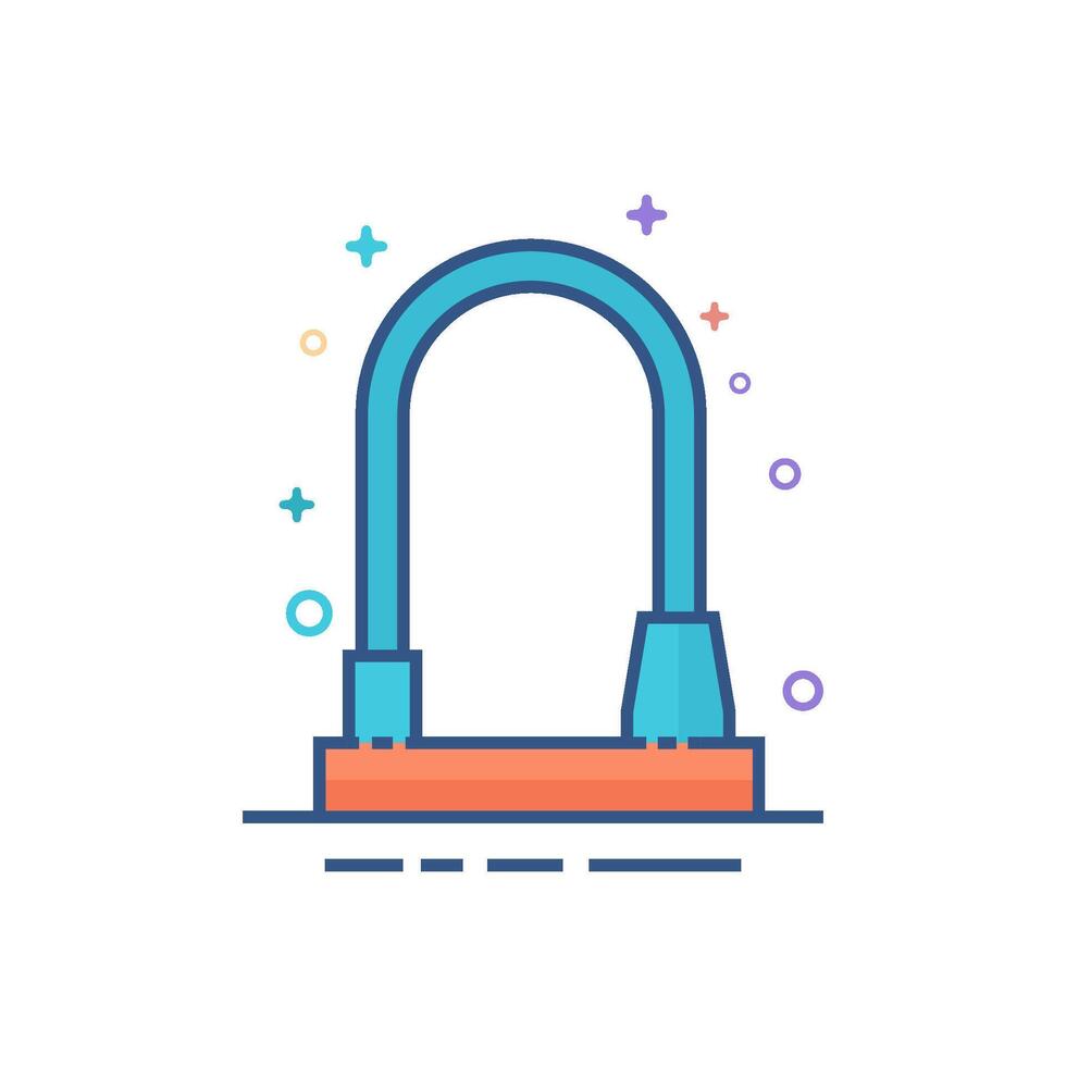 Bicycle lock flat color style vector illustration