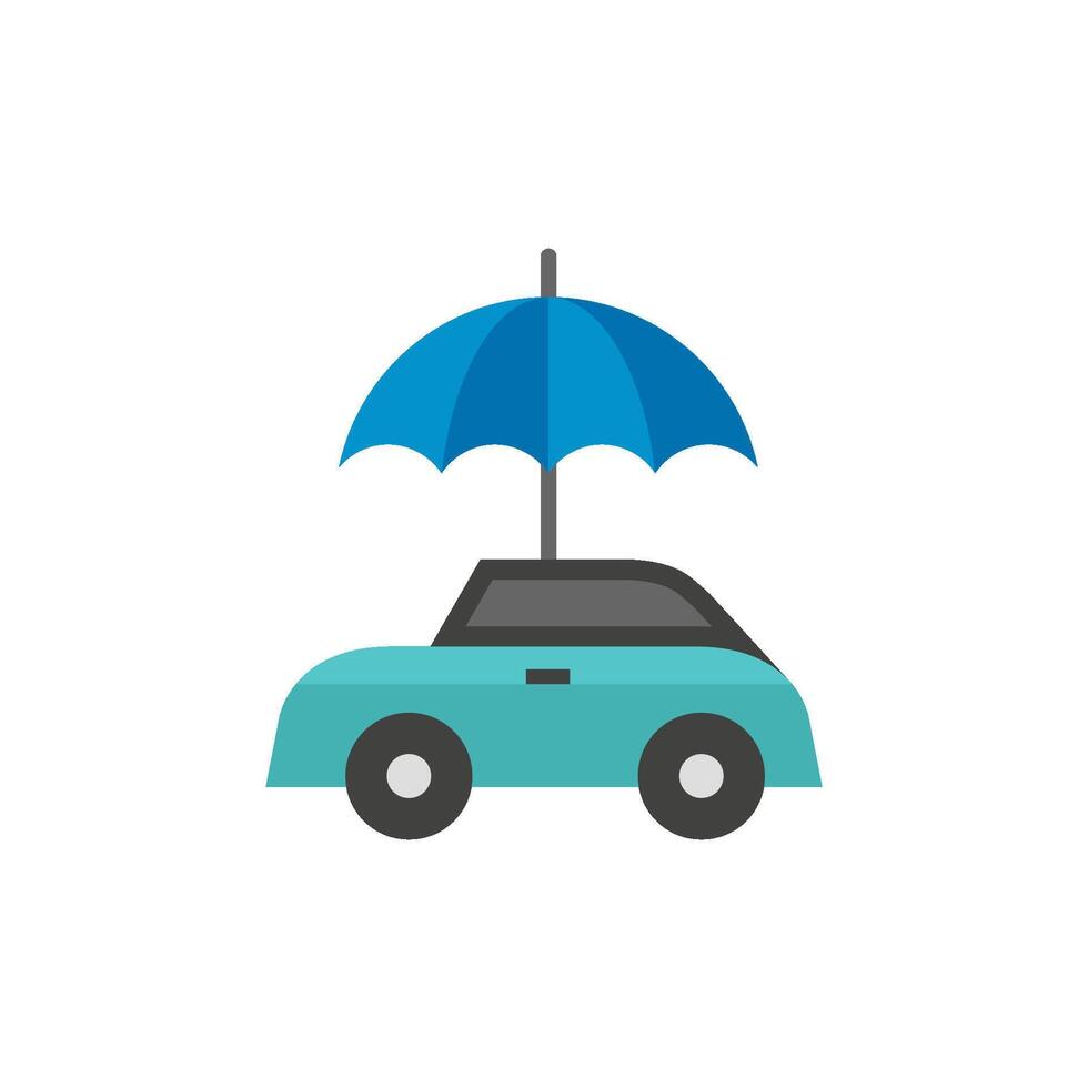 Car and umbrella icon in flat color style. Insurance protection investment transportation vector