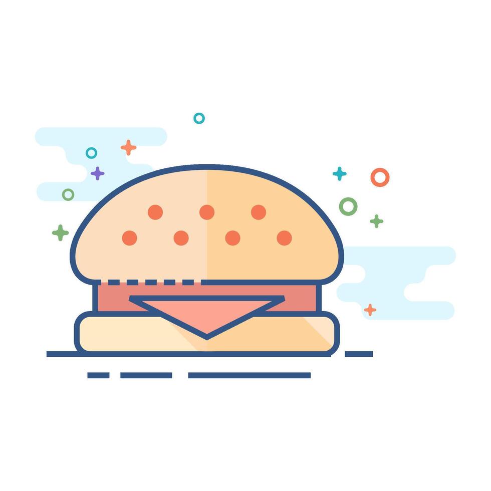 hamburguesa icono plano color estilo vector ilustración