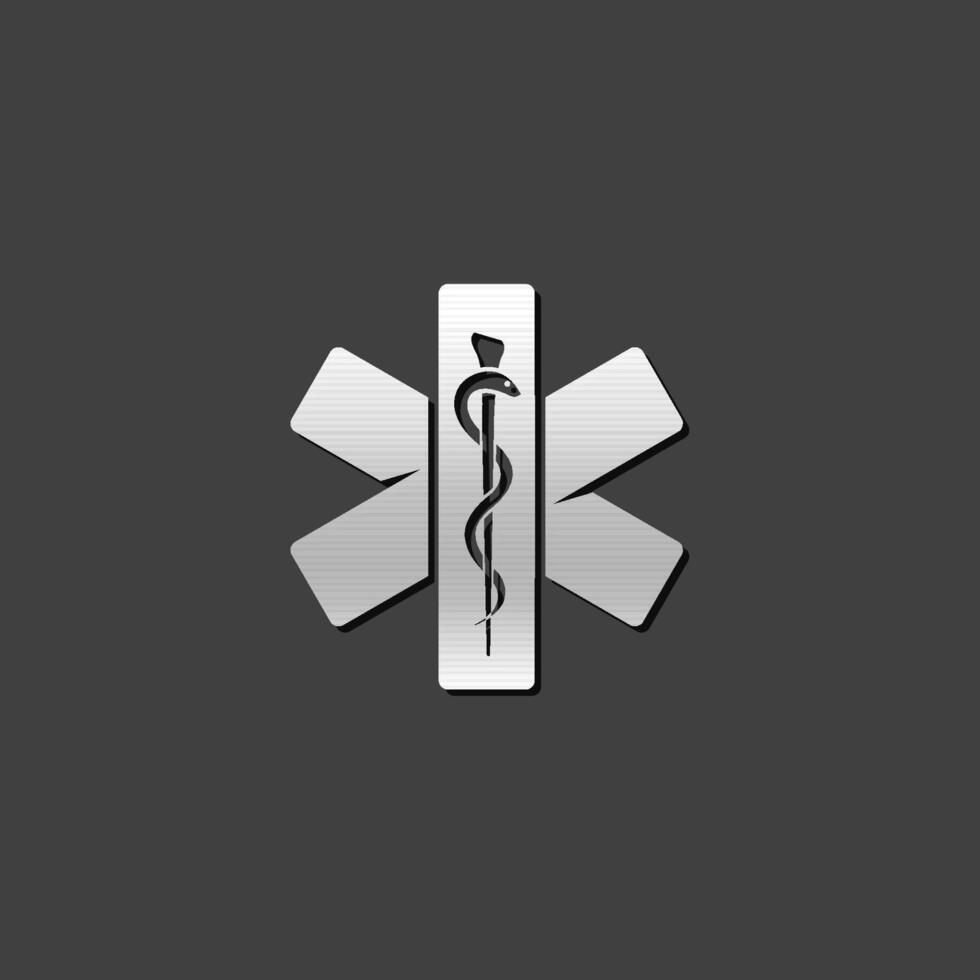 médico símbolo icono en metálico gris color estilo. vector
