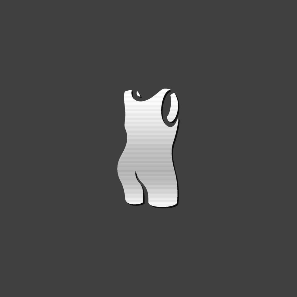 Triathlon suit icon in metallic grey color style. Sport cycling swimming running vector