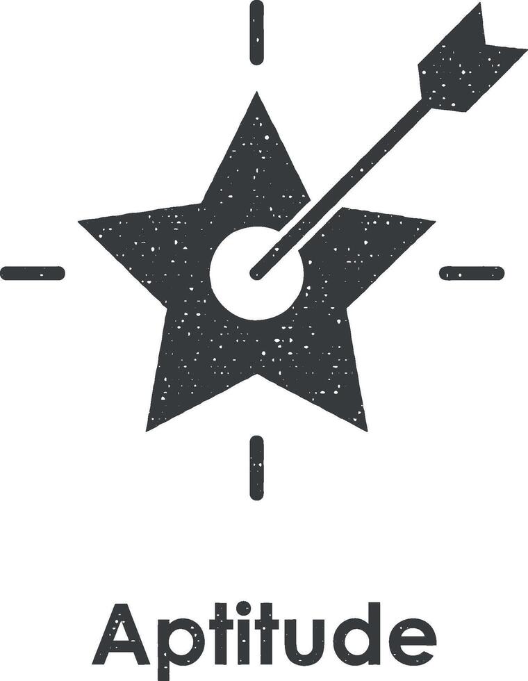 star, arrow, target, aptitude vector icon illustration with stamp effect