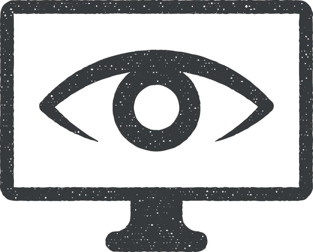eye, monitor vector icon illustration with stamp effect