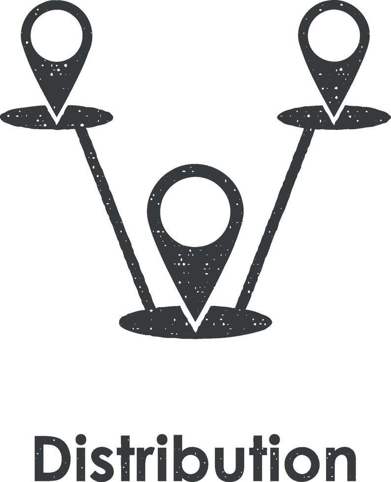 pins, connection, distribution vector icon illustration with stamp effect