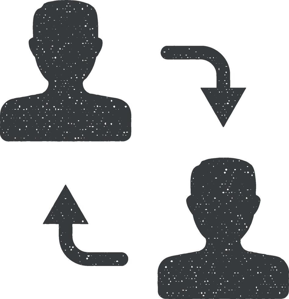 men, arrow, replacement vector icon illustration with stamp effect