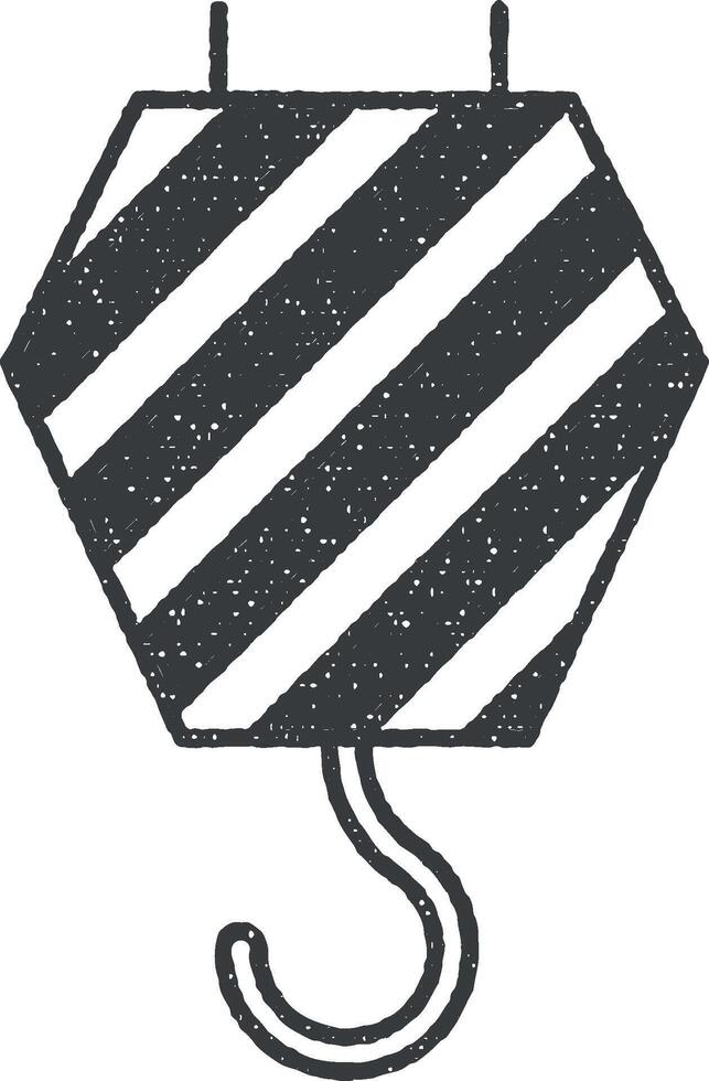 crane hook icon vector illustration in stamp style