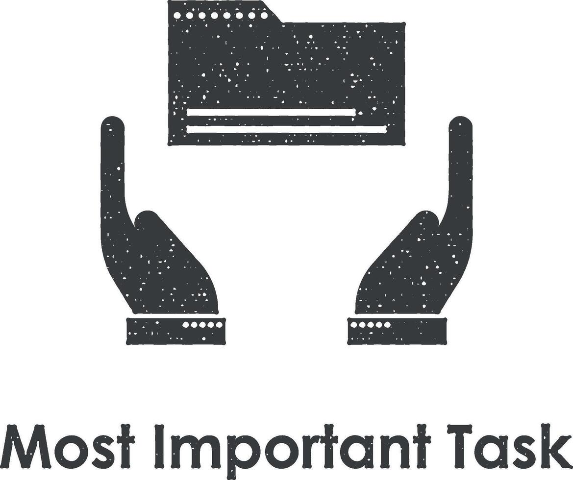 hand, folder, most important task vector icon illustration with stamp effect