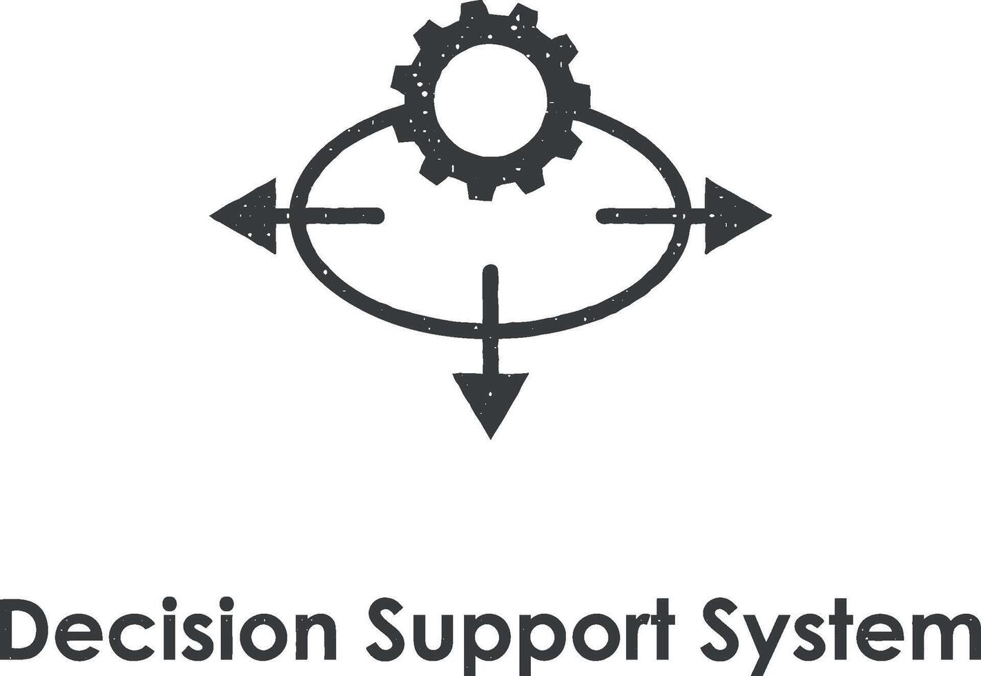 arrows, decision support system vector icon illustration with stamp effect