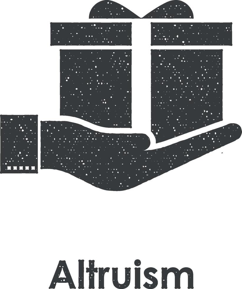 hand, gift, altruism vector icon illustration with stamp effect