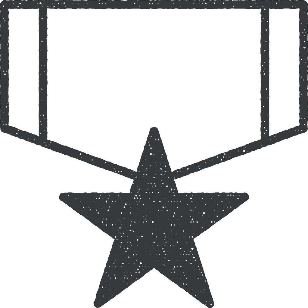 military star medal icon vector illustration in stamp style