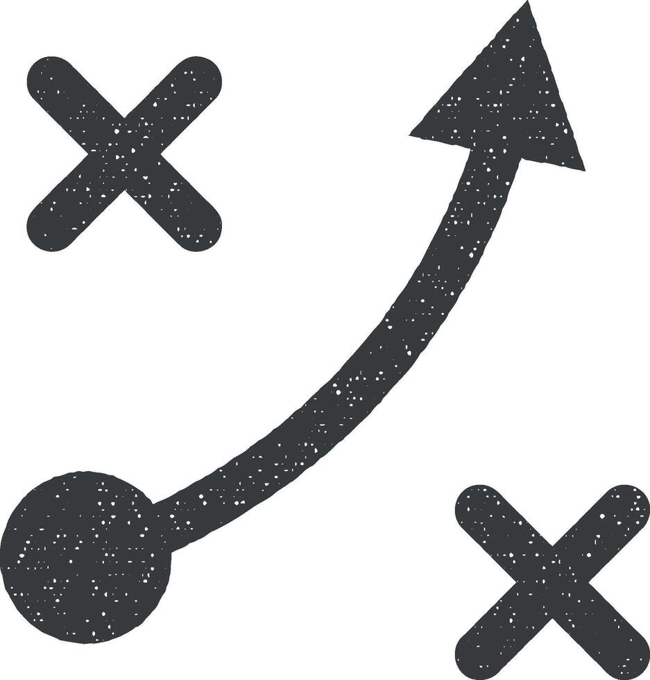 cross, arrow, plan vector icon illustration with stamp effect