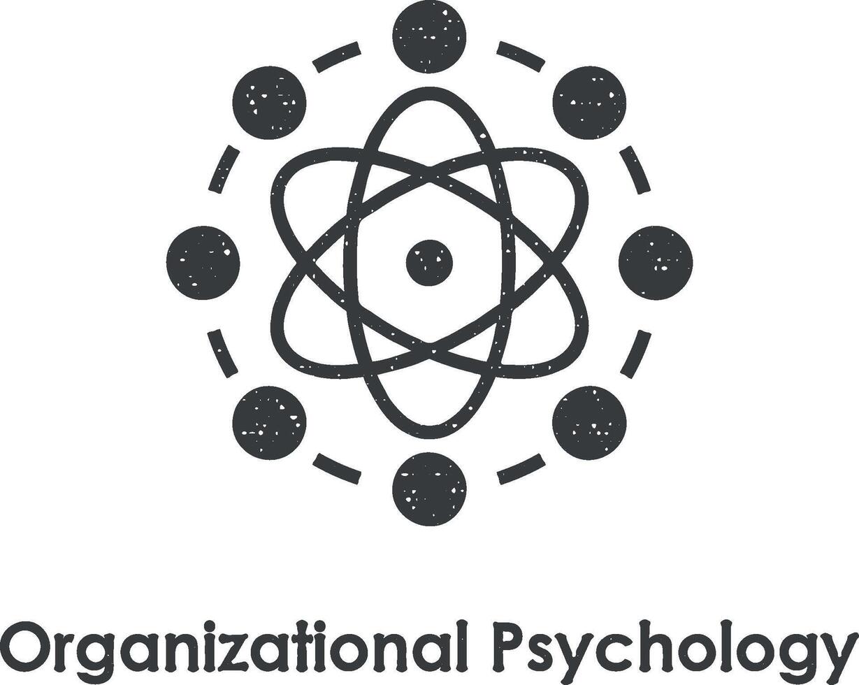 atom, organizational psychology vector icon illustration with stamp effect