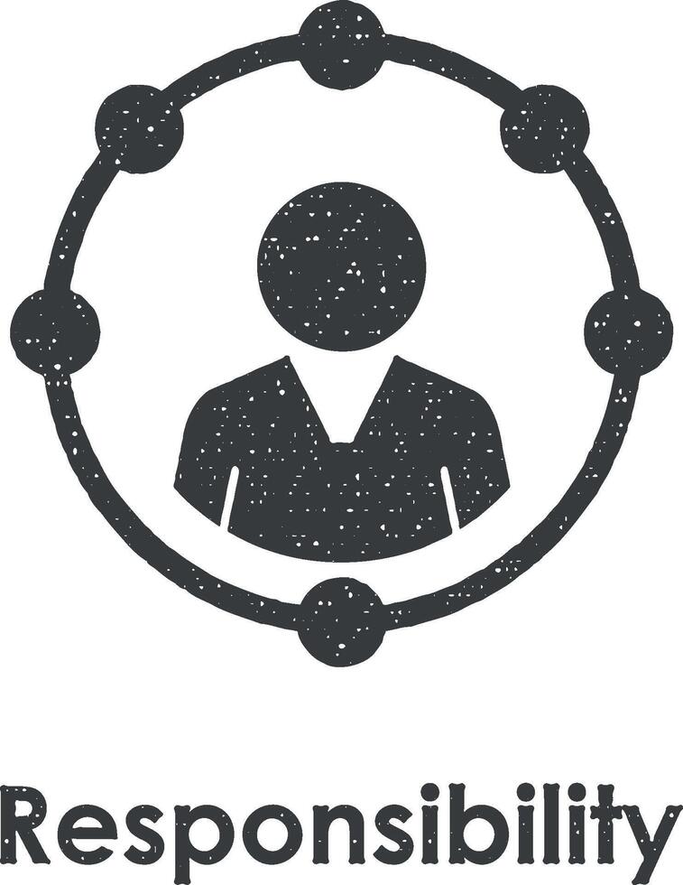 circle, worker, responsibility vector icon illustration with stamp effect