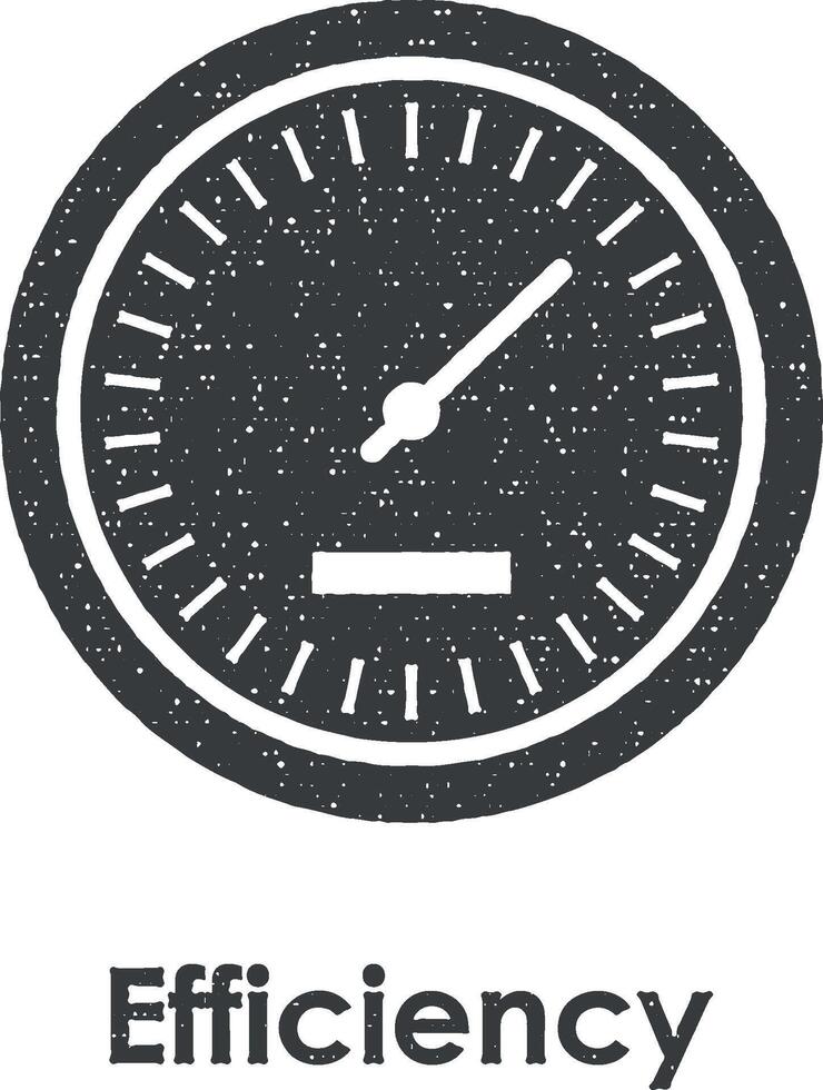 speedometer, efficiency vector icon illustration with stamp effect