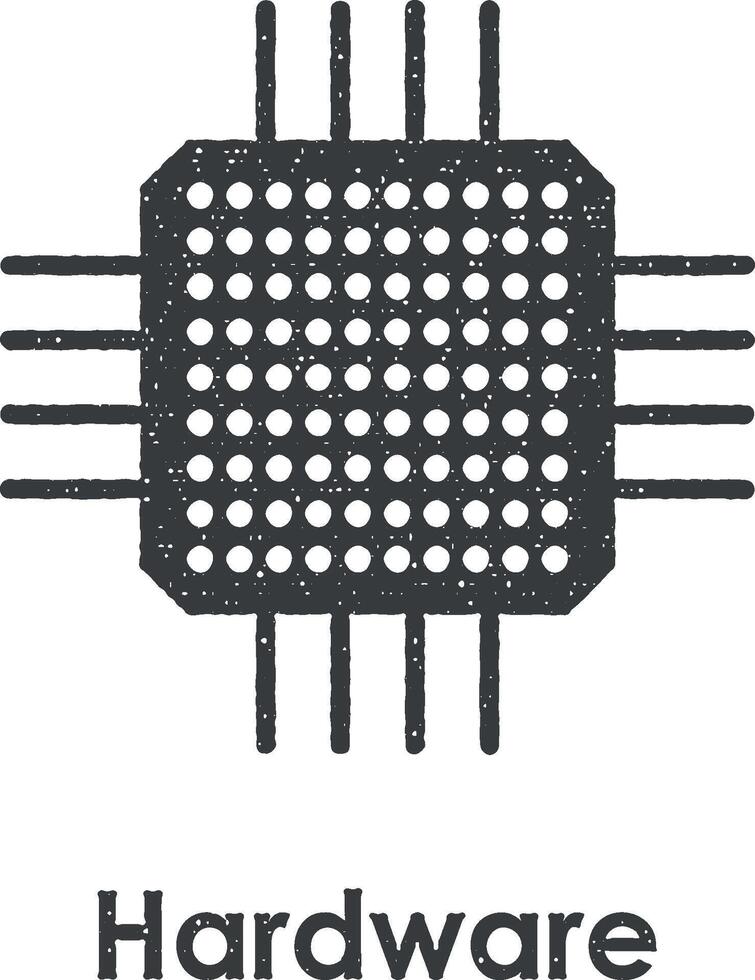 hardware, cpu vector icon illustration with stamp effect
