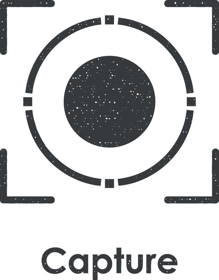 focus, circle, capture vector icon illustration with stamp effect