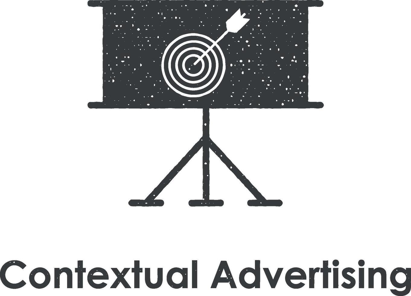 junta, objetivo, flecha, contextual publicidad vector icono ilustración con sello efecto
