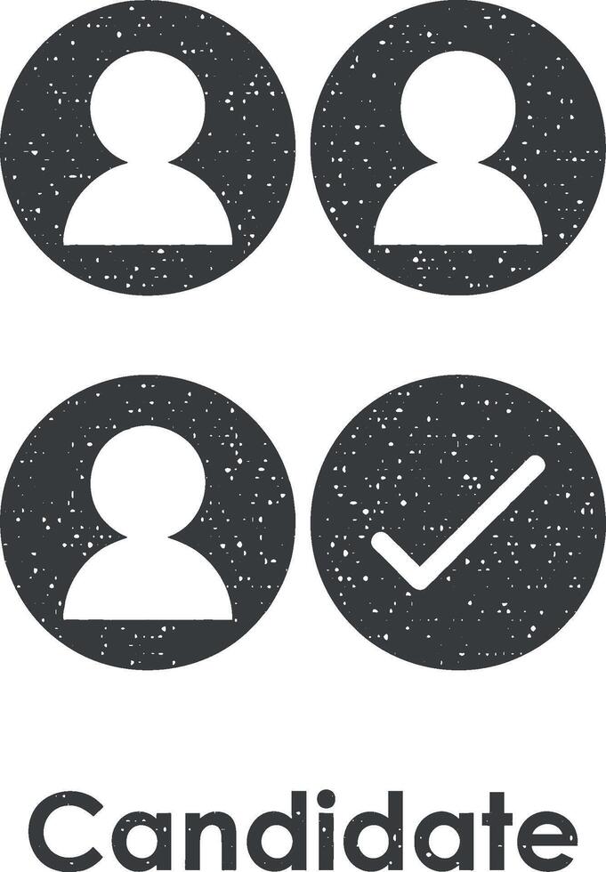 worker, check mark, candidate vector icon illustration with stamp effect