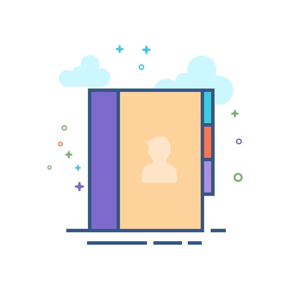 Address book icon flat color style vector illustration
