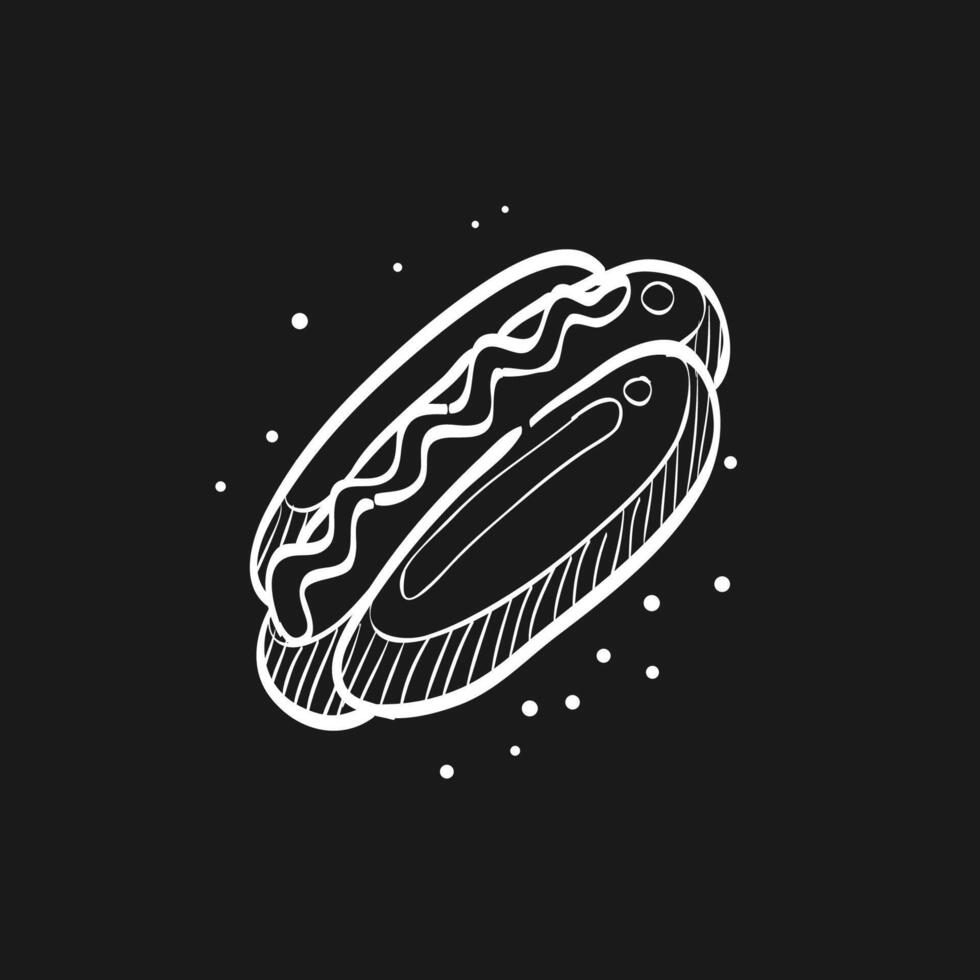 Hot dog doodle sketch illustration vector