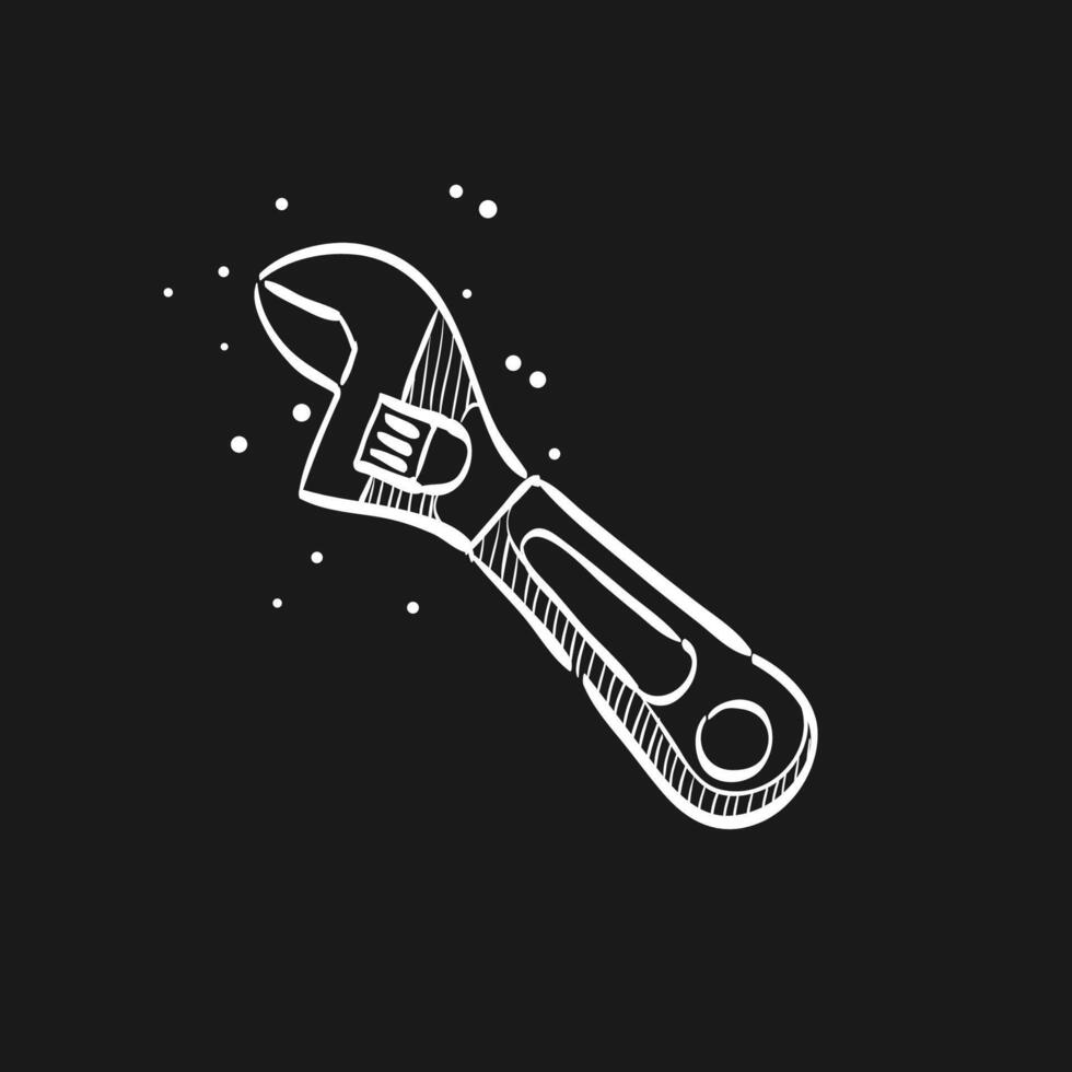 Adjustable wrench doodle sketch illustration vector