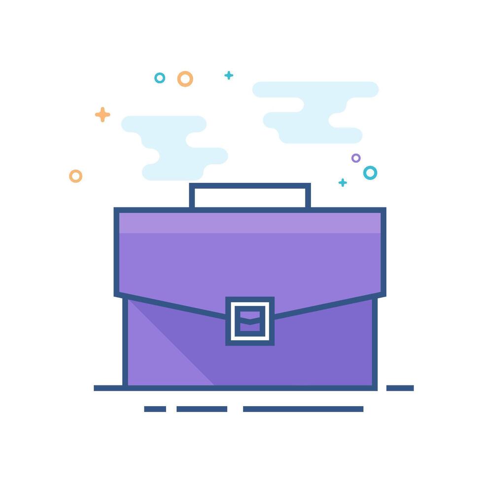 Briefcase icon flat color style vector illustration
