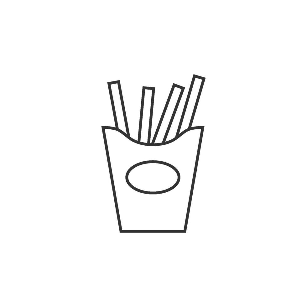 French fries icon in thin outline style vector