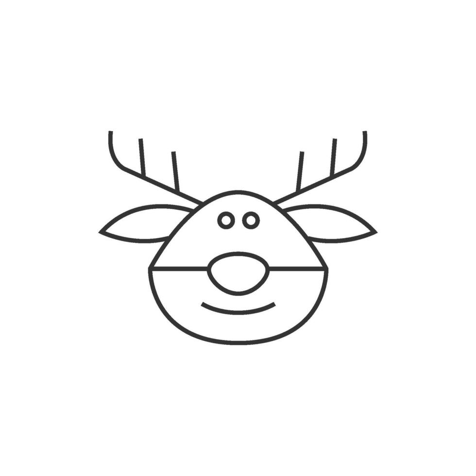 Rudolph el alce icono en Delgado contorno estilo vector