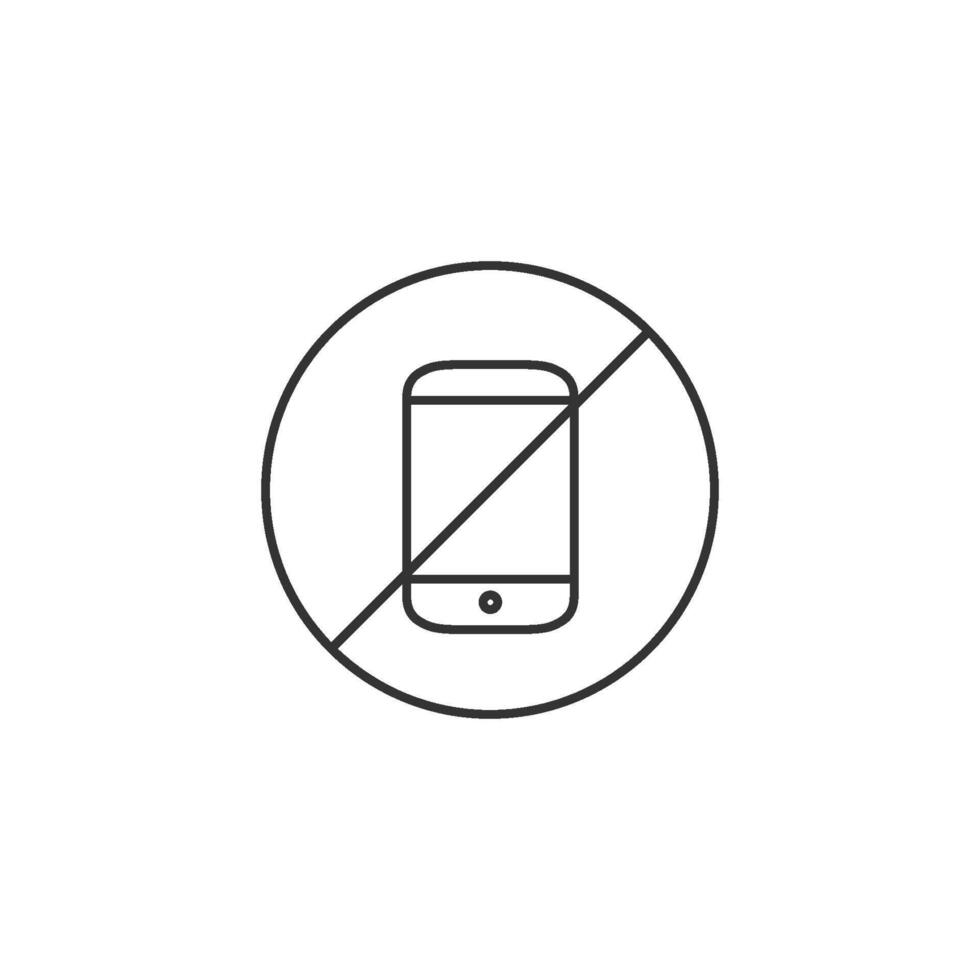 Phone restriction area icon in thin outline style vector