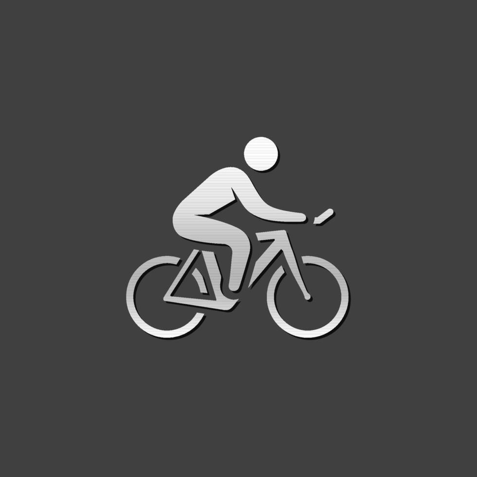 Cycling icon in metallic grey color style. Road race tour triathlon time trial vector