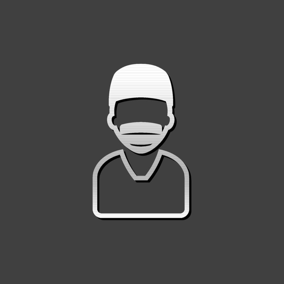 Surgeon icon in metallic grey color style.Medical surgery doctor operation vector