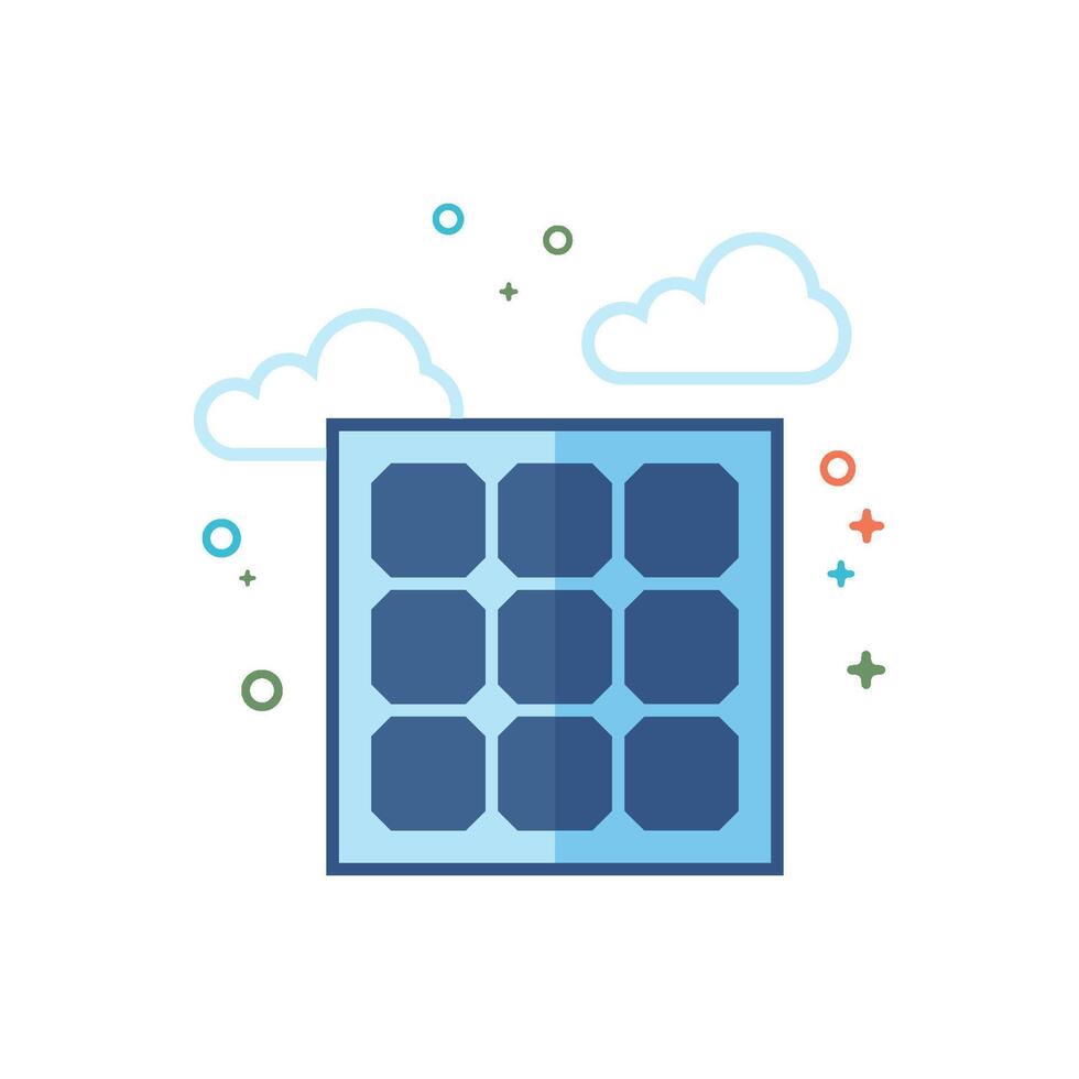 Solar panel icon flat color style vector illustration