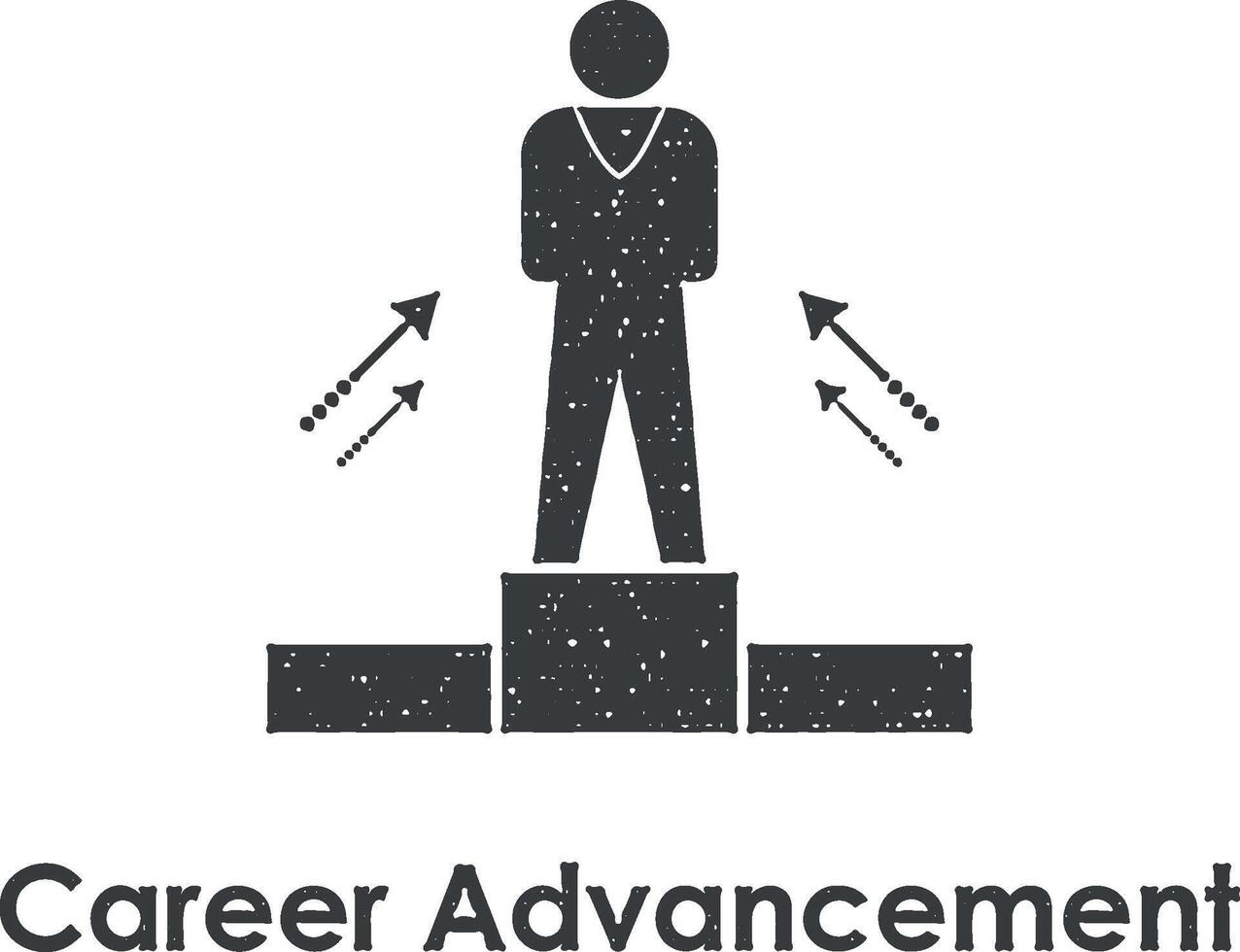 worker, stand, career advancement vector icon illustration with stamp effect
