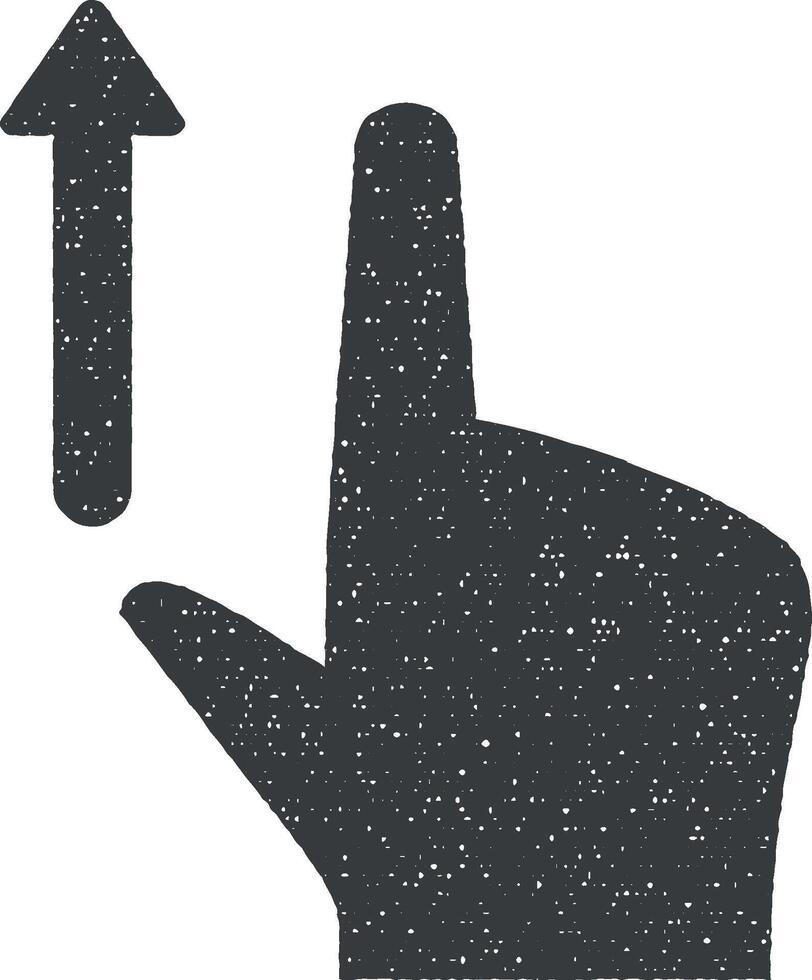 Hand, fingers, gesture, swipe, move, up vector icon illustration with stamp effect