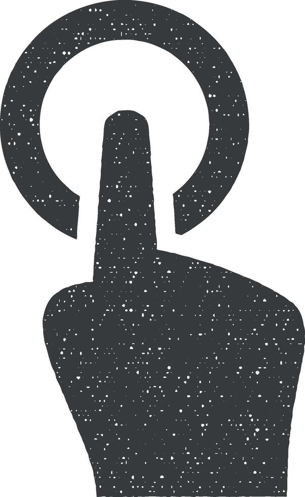 Hand, fingers, gesture, touch vector icon illustration with stamp effect