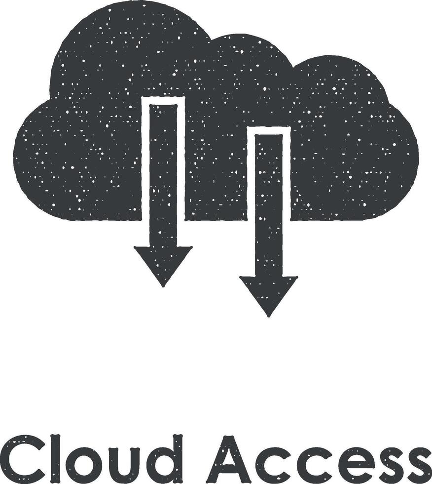 nube, flecha abajo, nube acceso vector icono ilustración con sello efecto