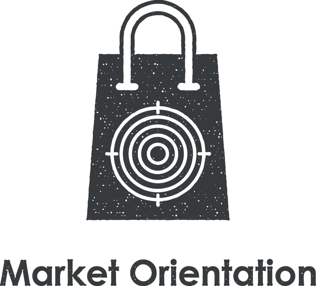 bag, target, market orientation vector icon illustration with stamp effect