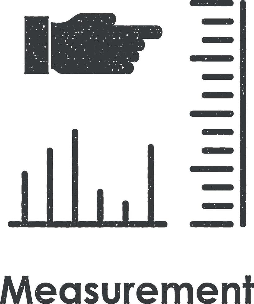 medición, mano, gráfico vector icono ilustración con sello efecto