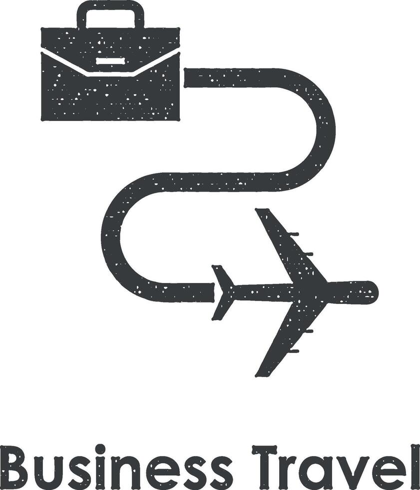 diplomat, aircraft, business travel vector icon illustration with stamp effect