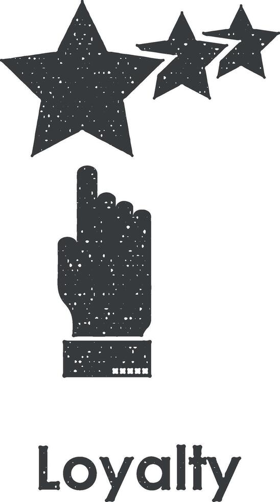 hand, stars, loyalty vector icon illustration with stamp effect