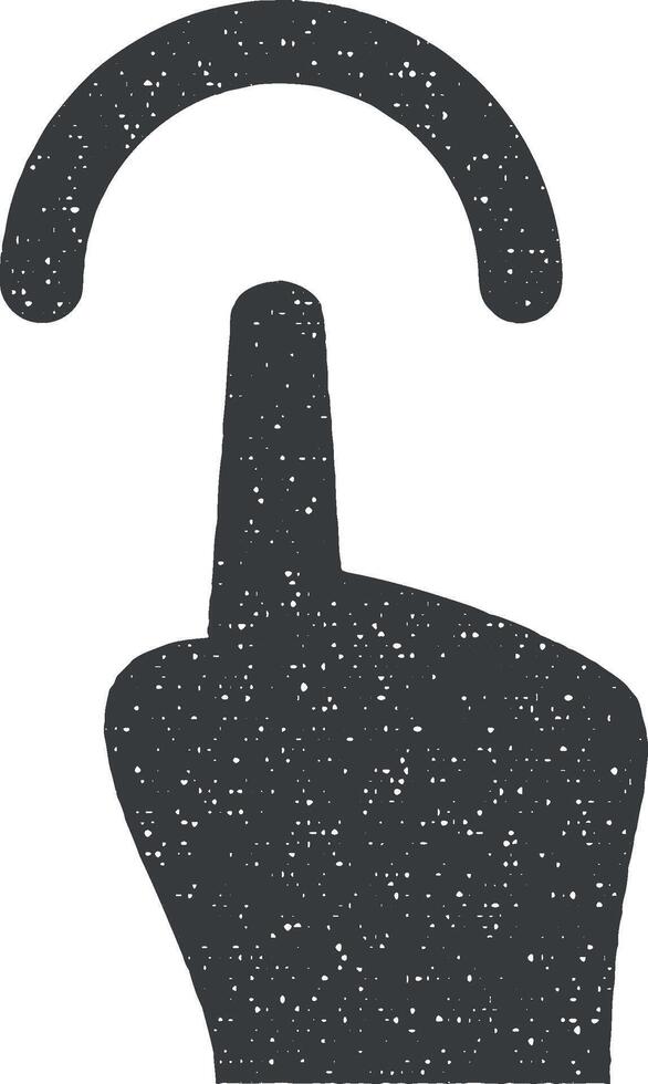 Hand, fingers, gesture, touch vector icon illustration with stamp effect