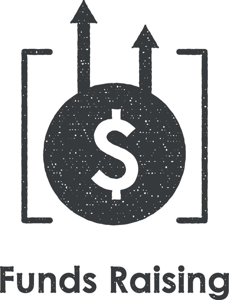 dollar, growth, funds raising vector icon illustration with stamp effect