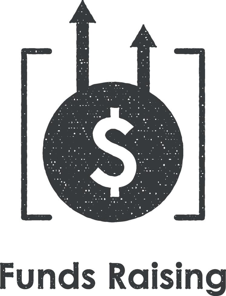 dólar, crecimiento, fondos levantamiento vector icono ilustración con sello efecto