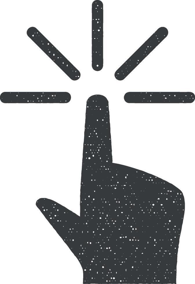 Hand, fingers, gesture, touch vector icon illustration with stamp effect