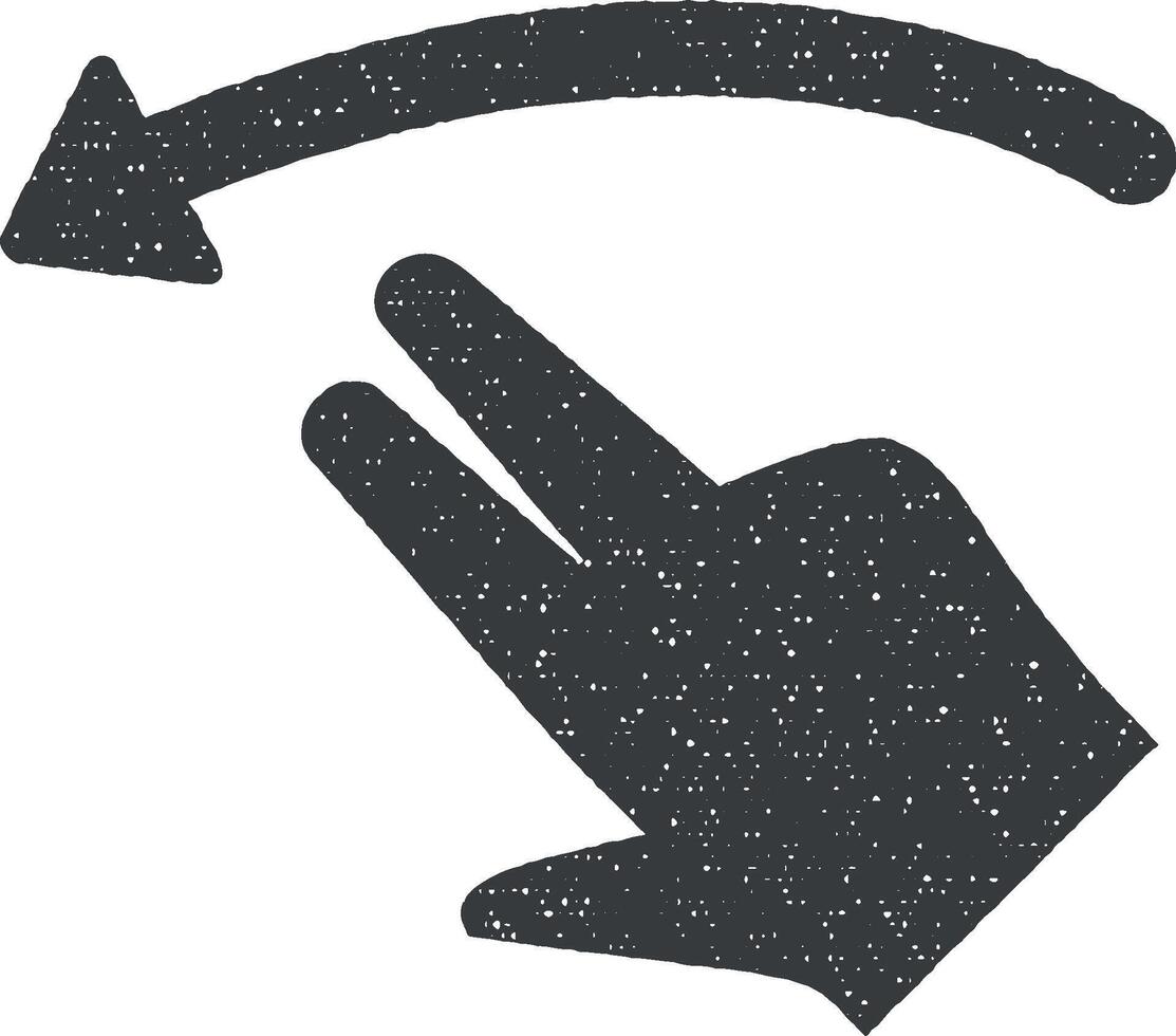Hand, fingers, gesture, swipe, rotate, left vector icon illustration with stamp effect