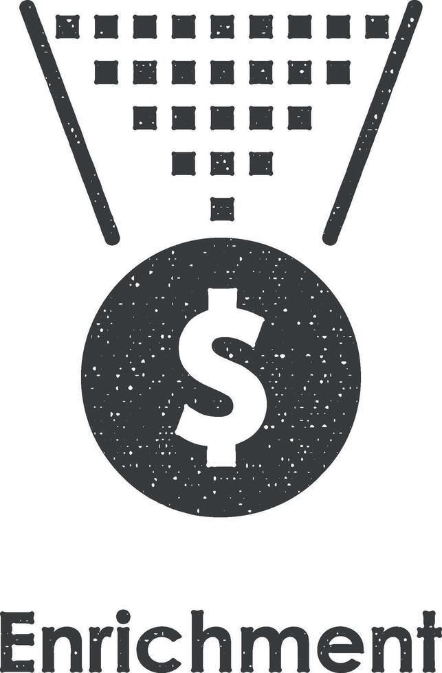 filter, dollar, enrichment vector icon illustration with stamp effect