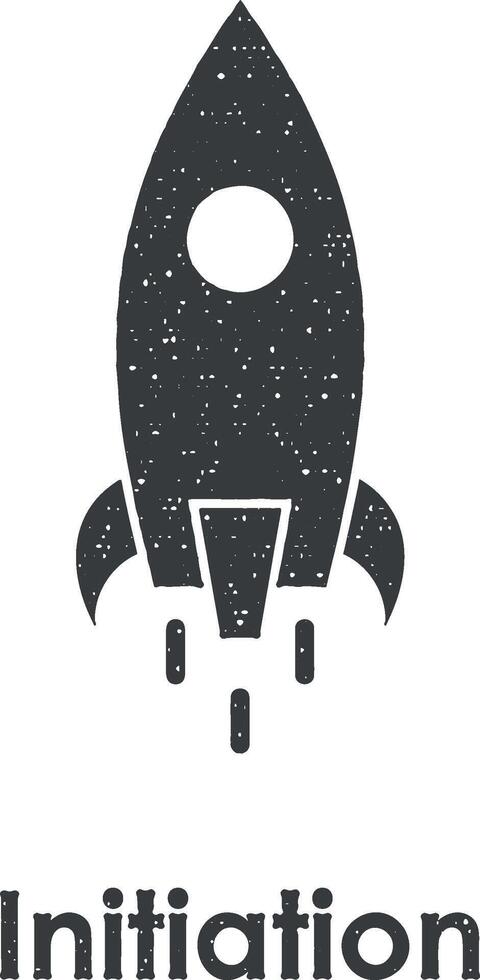 rocket, initiation vector icon illustration with stamp effect