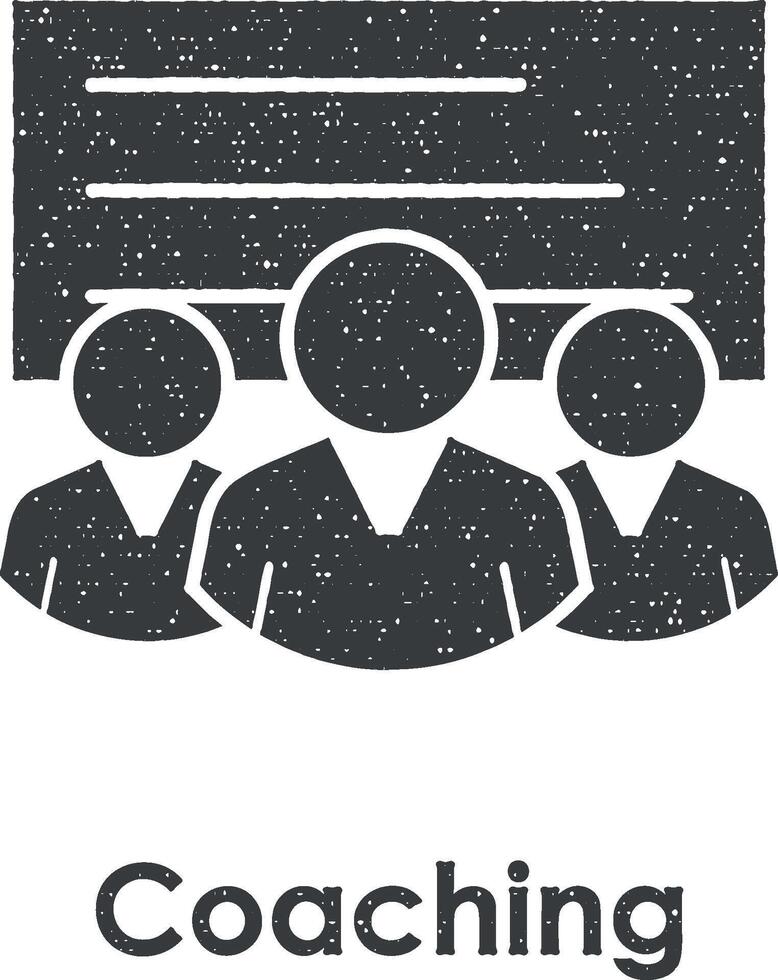 bubble, worker, coaching vector icon illustration with stamp effect