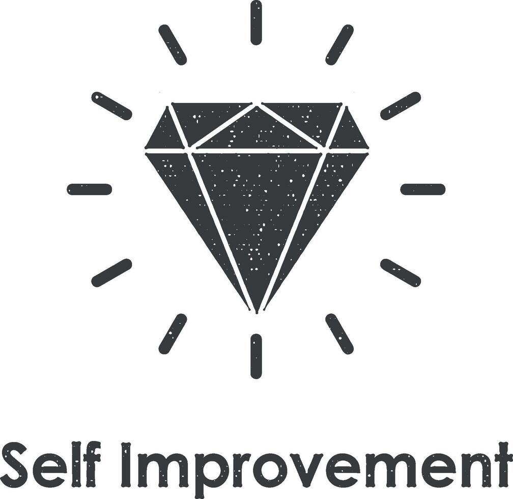 diamond, self improvement vector icon illustration with stamp effect